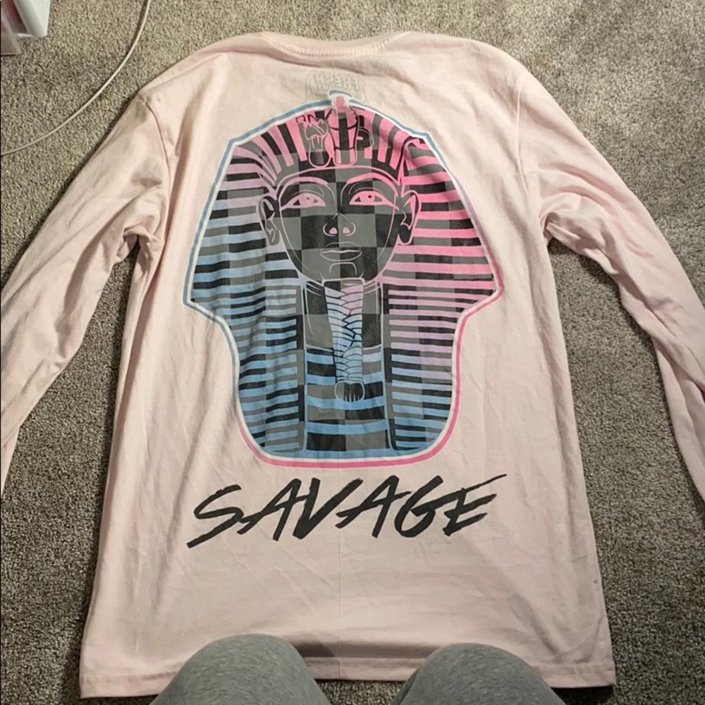 Pink savage long sleeve graphic tee